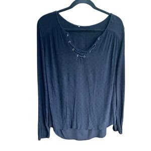 Gently used Women’s Bohemian Black Blouse Eyelet Detail, Medium